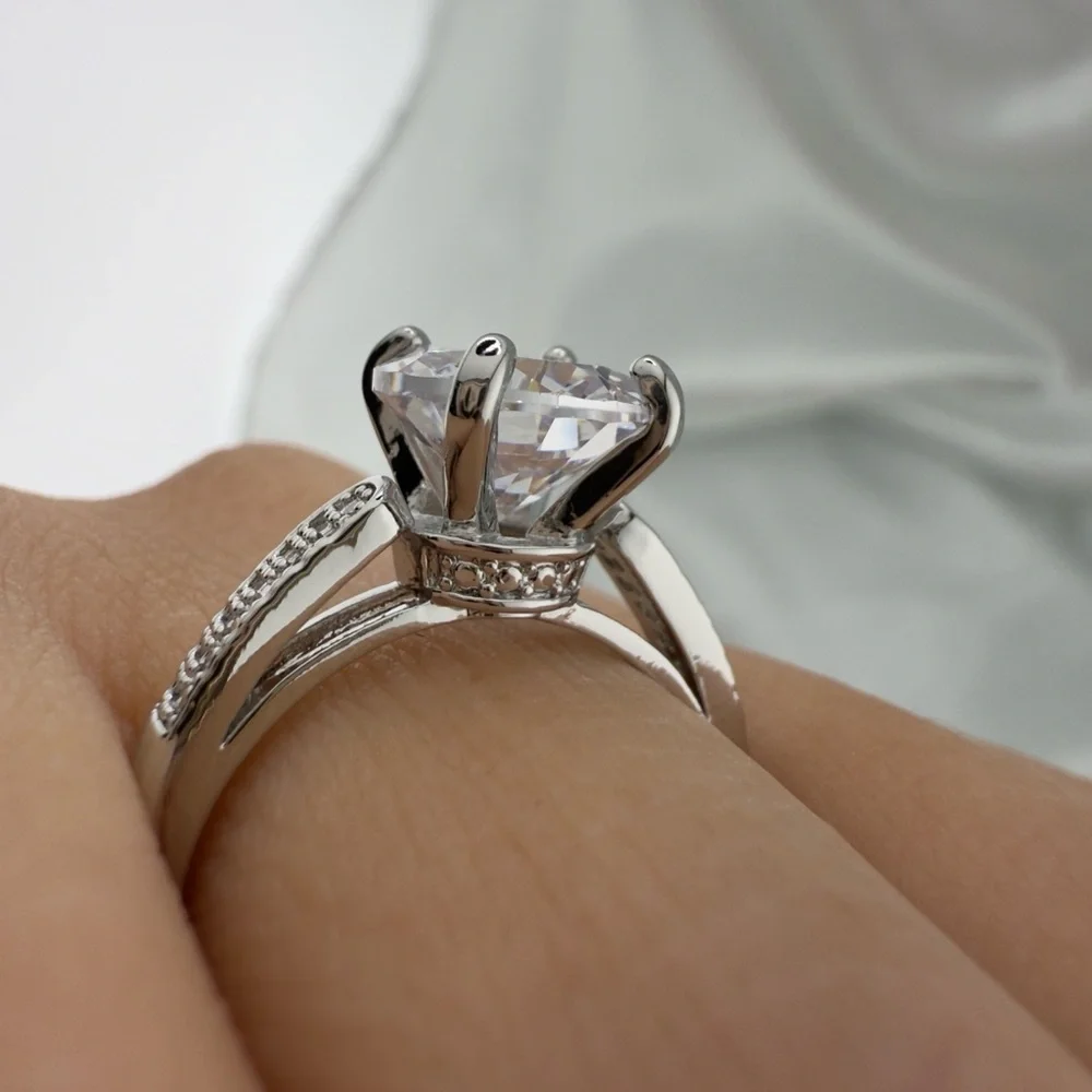 Lixury Wedding Silver Color Women's Ring